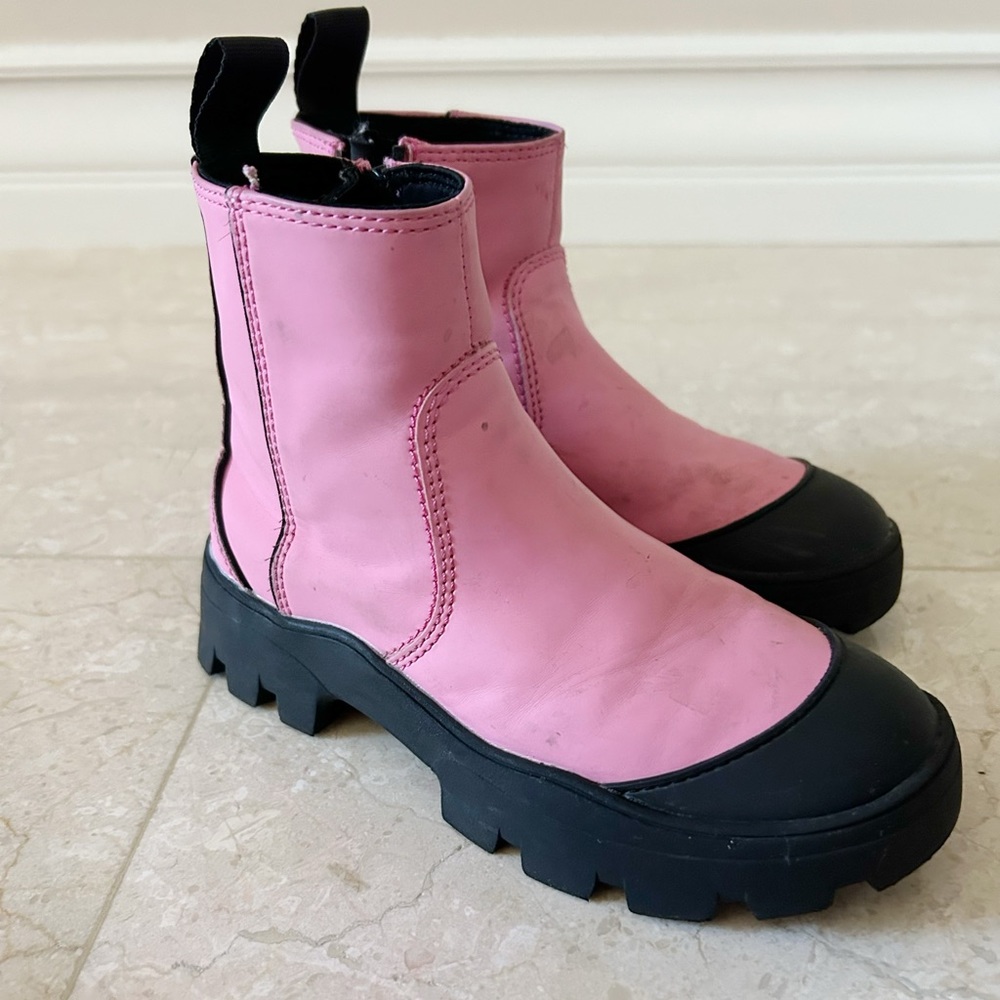 Zara kids girls pink boots rain boots zipper shoes